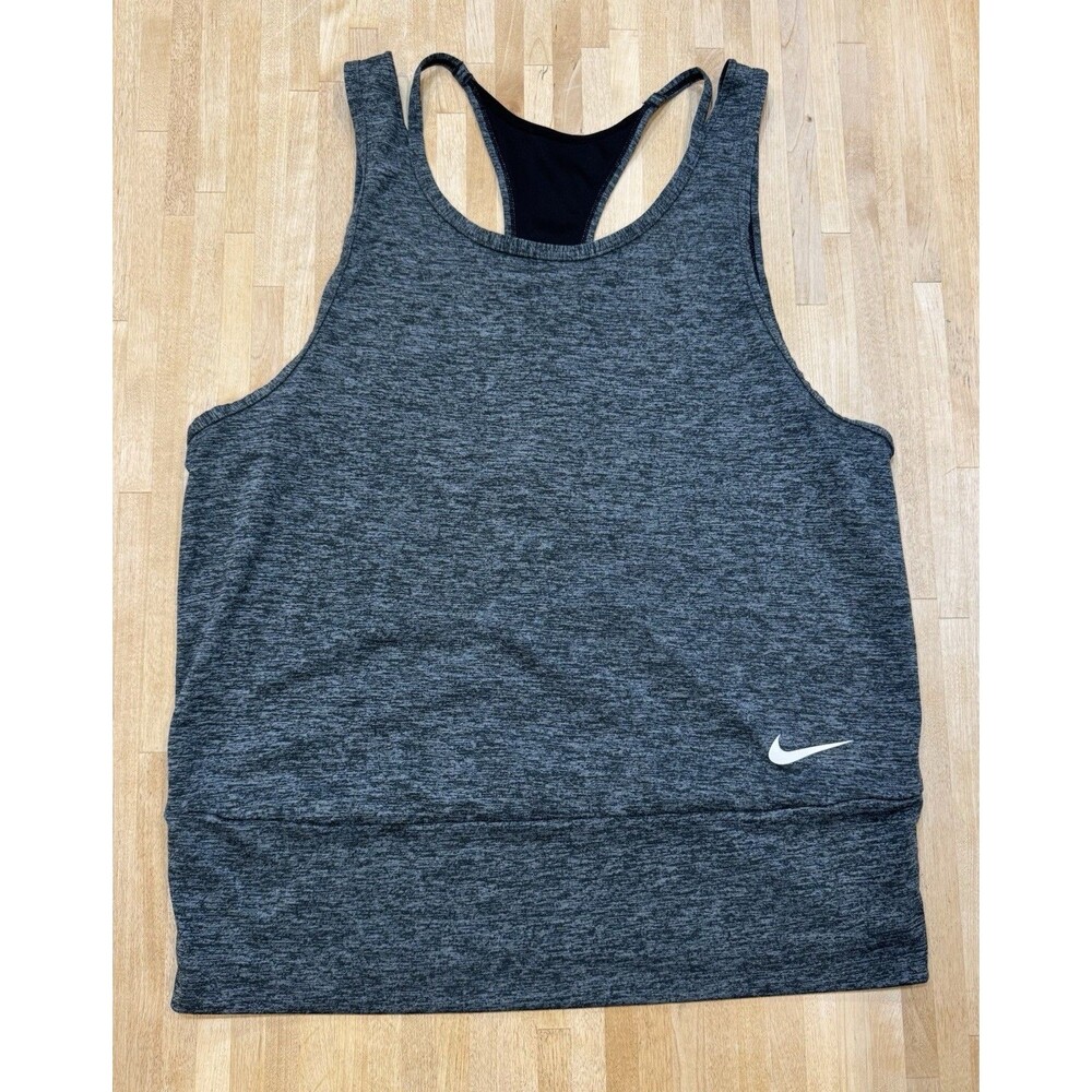 Womens Nike Dri-Fit Studio Tank Gray Racerback Training Gym Athletic Sz Medium M
